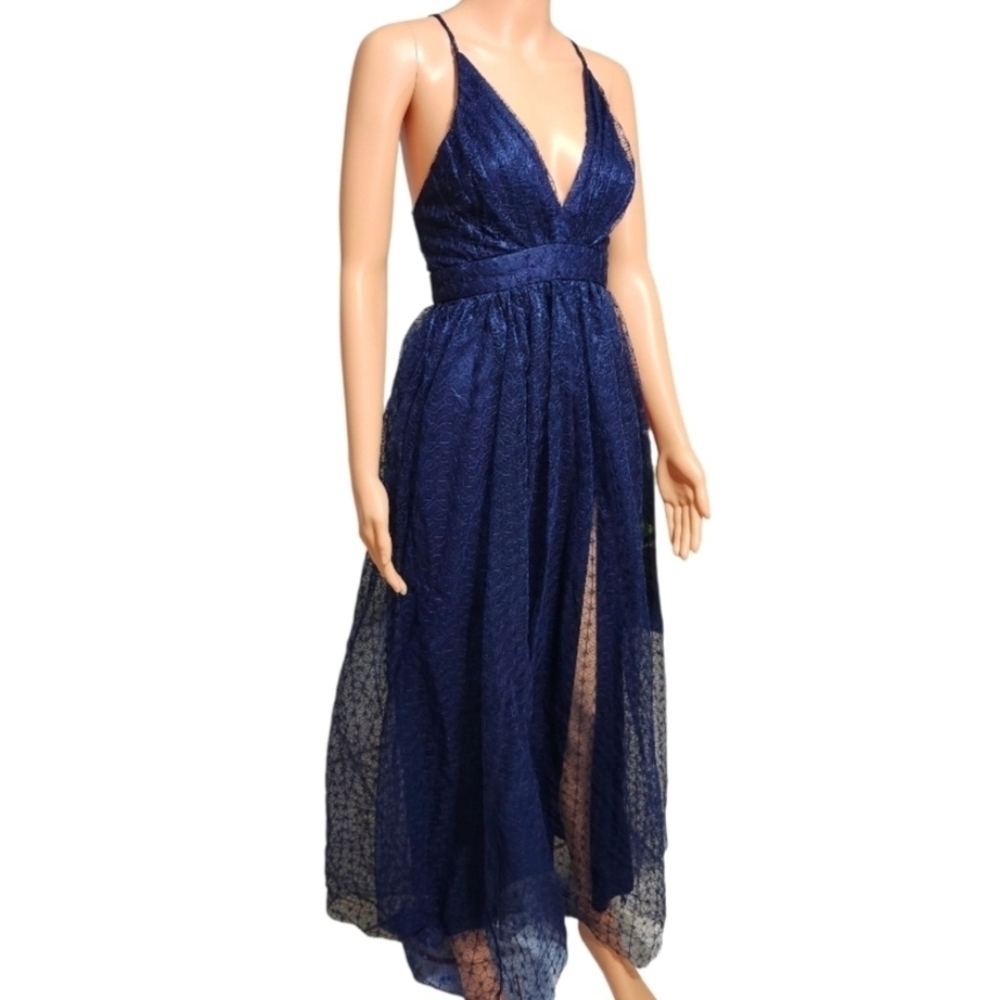 Steps NY Navy Blue Lace Maxi Dress – Size S (Small) - Picture 5 of 8